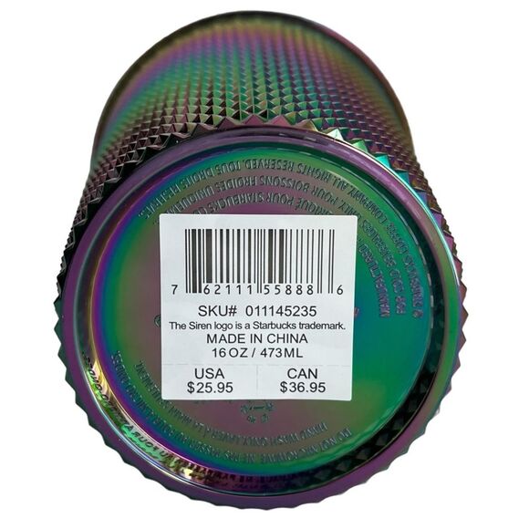 NWT Starbucks OIL SLICK Cold Cup Grande BLACK BLING Tumbler Rainbow Studded 2023 - Picture 4 of 4